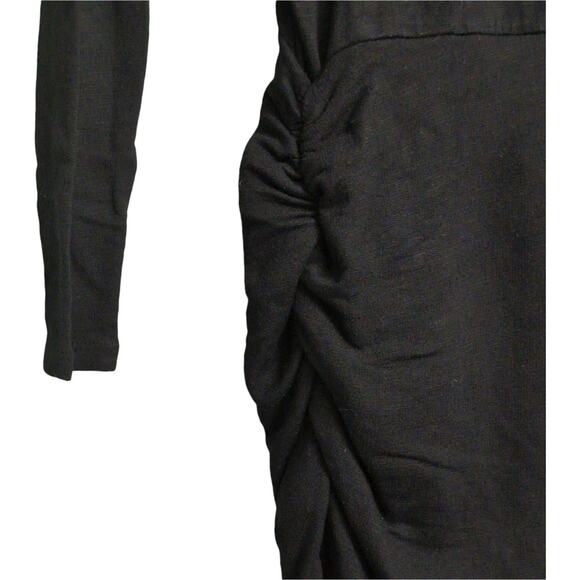 NWT Monrow Black Long Sleeve Ruched V Neck Knit Dress USA Made Revolve Size S - Picture 3 of 11